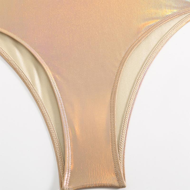 Neuer glänzender PU Kunstleder Cut Out Damen Badeanzug Einteiliger Badeanzug Damen Neckholder Bademode Badeanzug Schwimmen