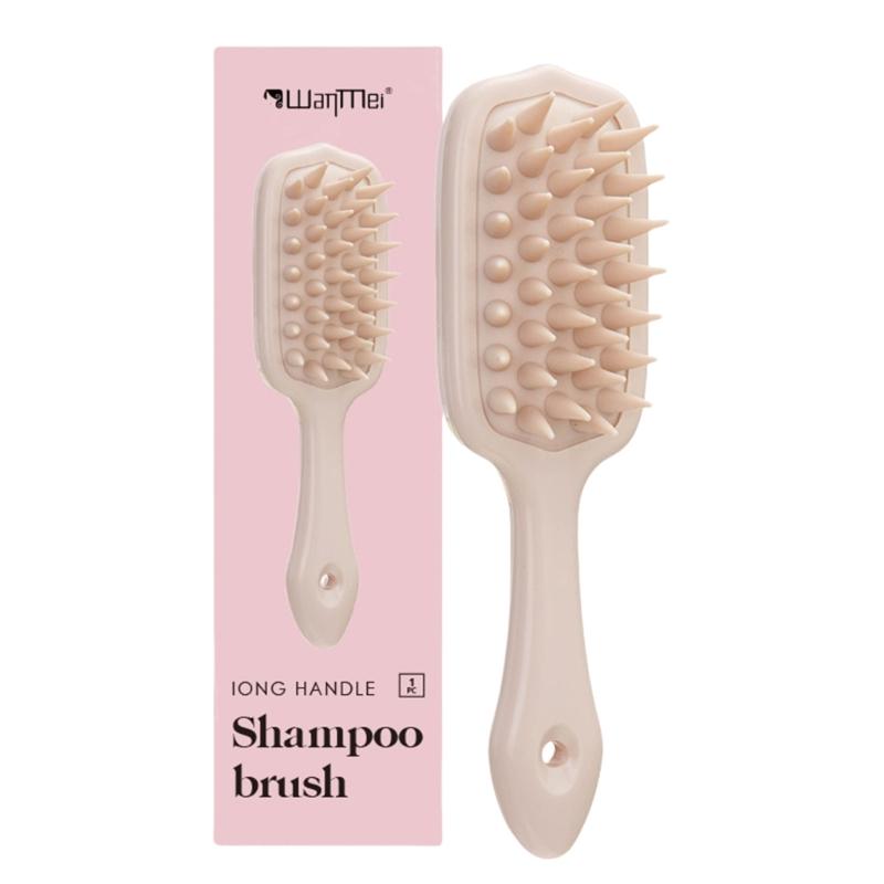 

Soft Silicone Head Scrubber With Long Handle Shampoo Brush Shampoo Massager For Scalp Massage And Daily Hair Care 1 розовый