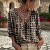 Summer V-neck T-shirt printed streamer loose casual fashion top seven-quarter sleeve summer short sleeve top