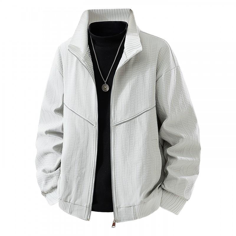 Mens Lightweight Casual Jacket Fall 2026 Loose Fit Stand Collar Zipper Outerwear Daily Wear