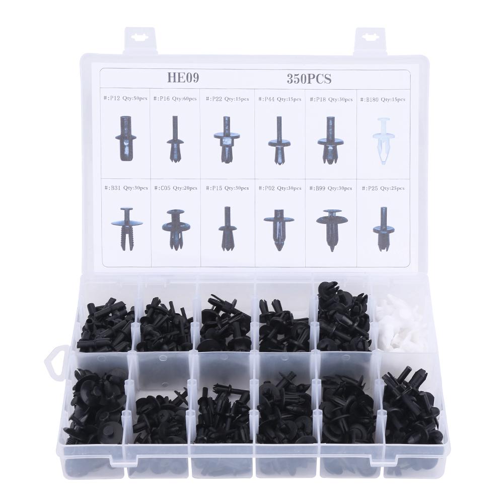 350pcs Assorted Car Body Plastic Push Pin Rivet Fasteners Trim Moulding Clip Kit W  Screwdriver