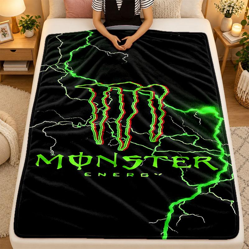Flannel BlanketMonster Energy Warm Soft Throw Blanket for Indoor Sofa Bed Living Room Use