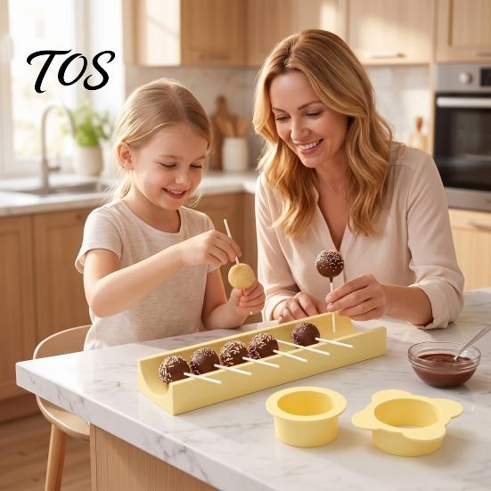 Baking Tool for Cake Balls 3PCS Pop Mold Sets, Food Grade Plastic with Non-stick Cutter And Pusher, Round Ball Maker Decorating Home Accessories