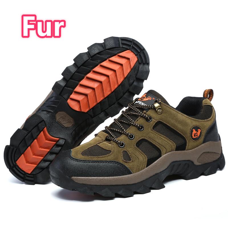 2025 Men Hiking Shoes Women Warm Fur Sneakers Lace Up Plush Spring Summer Boys Walking Lager Size Adult Outdoor Footwear Winter