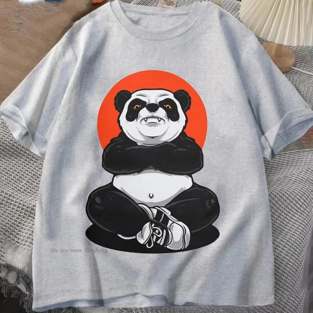 Indignation Panda Printing Men T-Shirts Cotton Short Sleeve Breathable Tops Ttshirts Summer Men Vintage Harajuku Loose Tees