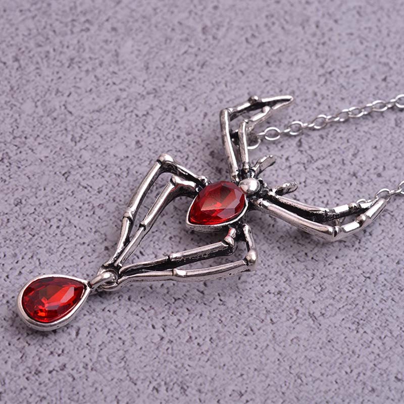 Gothic Crystal Spider Necklace For Women Girl Punk Accessories Halloween Jewelry Vintage Goth Choker Collar insect Necklaces