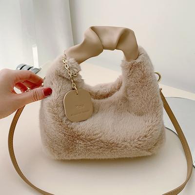 Plush Texture Trendy Personality Large Capacity Fashion Fluffy Crossbody One Shoulder Hand Carry Women'S Bag