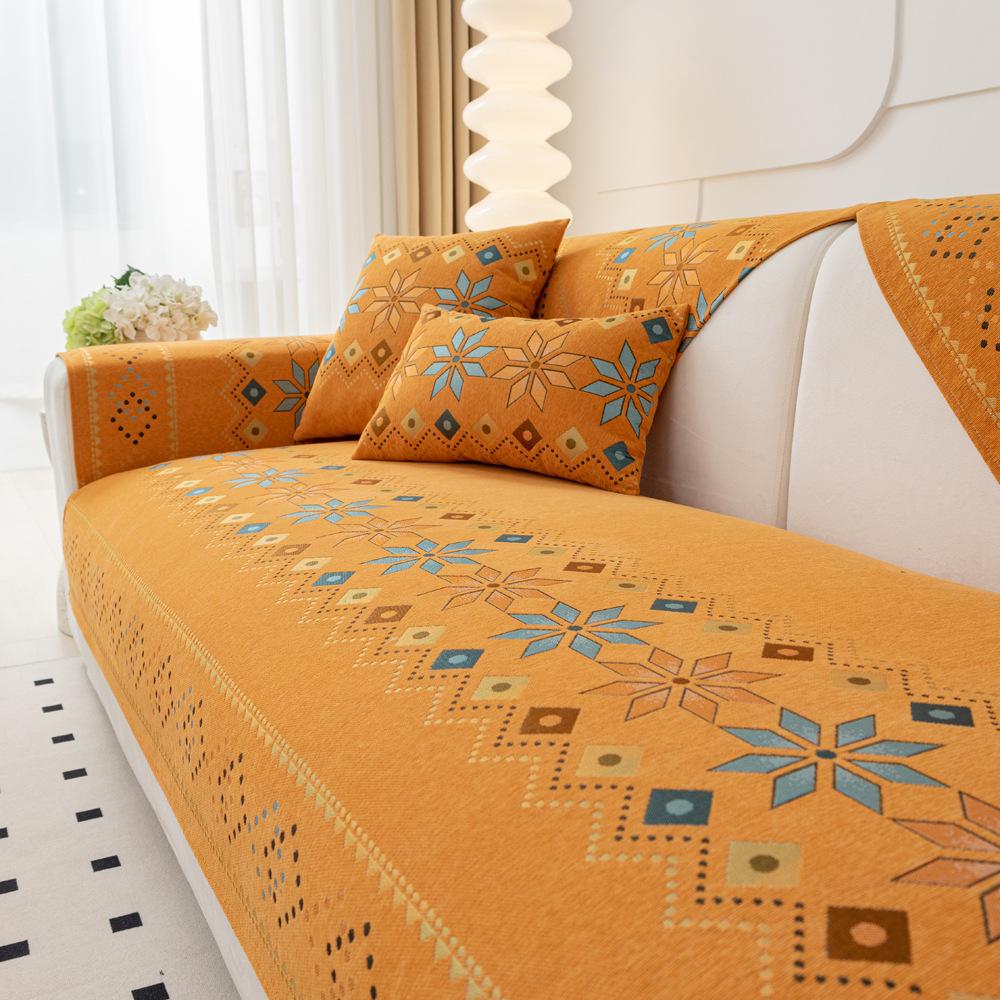 Chenille Sofa Cushion Four Seasons Universal Simple Modern Cover Cloth Sofa Cover Light Luxury High-End Cushion Towel Leather Summer