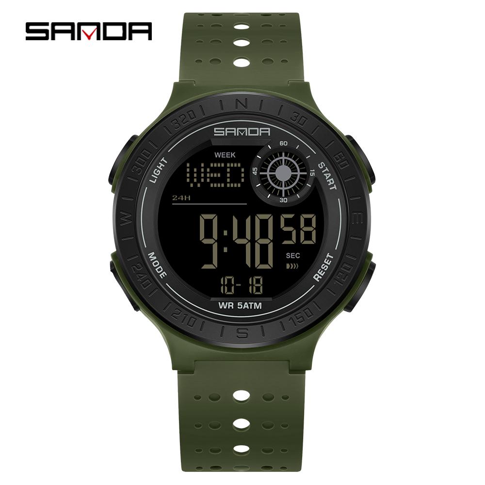 Fashion SANDA New 6337 Youth Electronic Watch Sports Multifunctional Waterproof LED Single Display Student Electronic Watch
