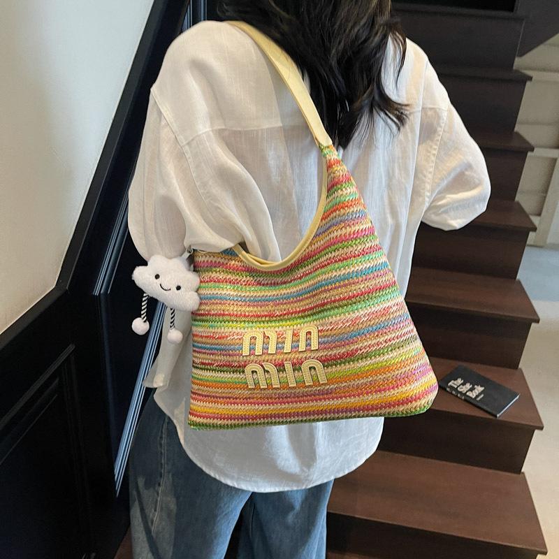 2025 new tote bag hand-woven large-capacity handbag simple and versatile shoulder messenger bag