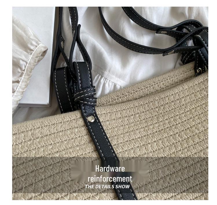 Women's Large Capacity Straw Woven Shoulder Tote Bag - Summer 2025 New Style