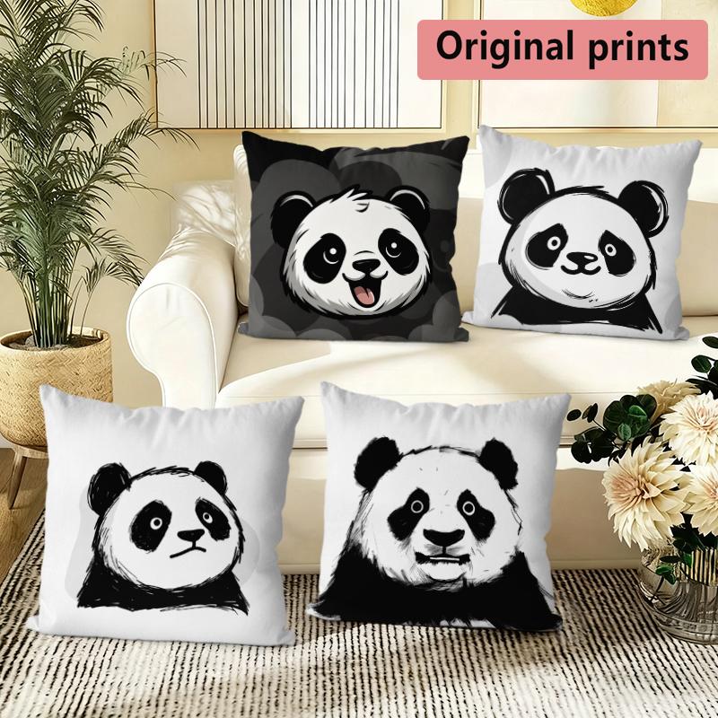 Cute Cartoon Panda Throw Pillow Covers Pattern Cushion Cover Suitable For Sofa Bedroom Car Pillow Cover