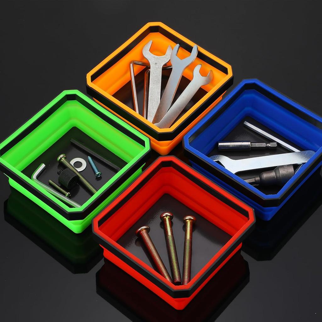 Magnetic Tools Tray Foldable Square Silicone Bowls Screw Bolt Nut Washer Trays Hardware Small Metal Parts Magnetic Storage Box