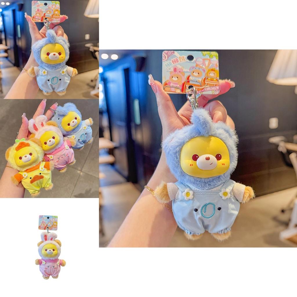 Rabbit Elephant Hat Bear Plush Keychain With Soft Fabric And Adorable Face For Bag Charm And Gift