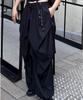71TO96 Striped Girdle Skirt Silhouette Pants (Black)