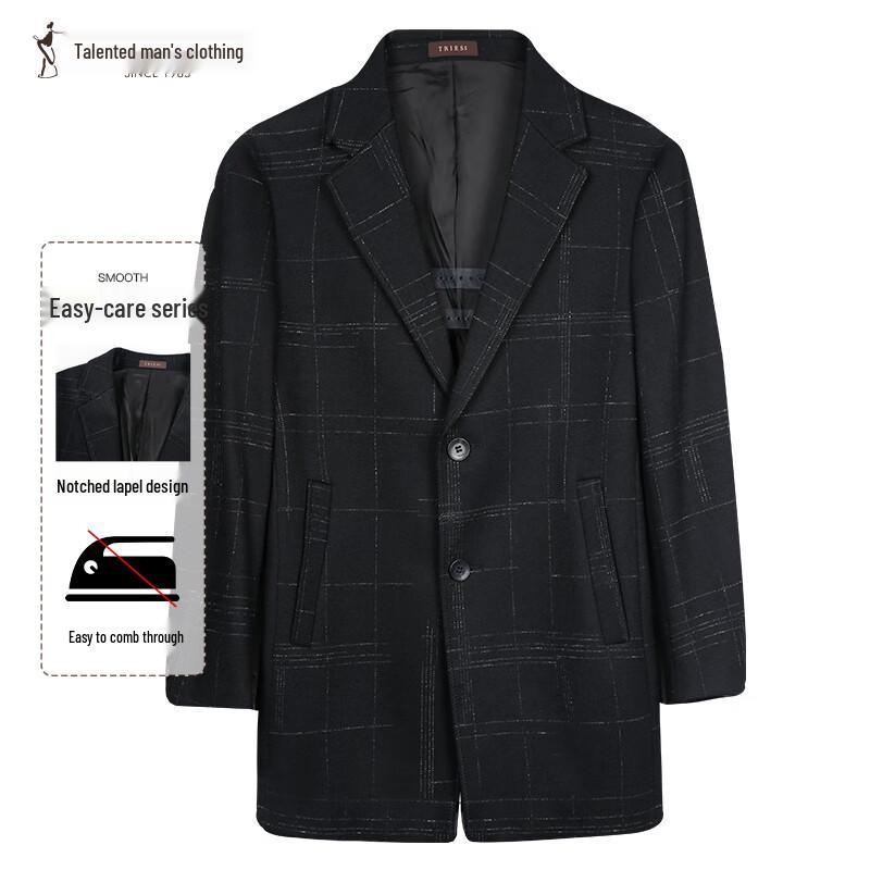 

Men s Mid-Length Wool Blend Plaid Overcoat 2XL (52)