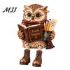 Resin Reading Owl Statue Book Lover Shelf Sitter Figurine, Statue, Whimsical Forest Animal Ornament Farmhouse Tabletop for Bookshelf Home Decor,