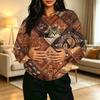 Women's Casual Crewneck Vintage Print Long Sleeve Sweatshirt with Front Pocket