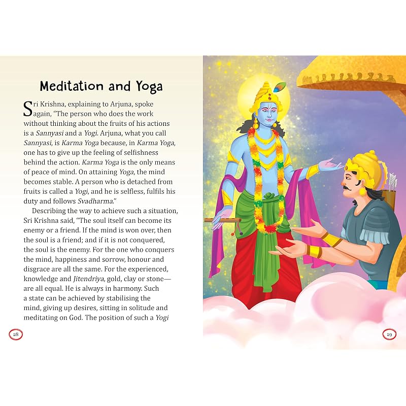 Bhagawadgita dla Dzieci z Pełnymi Obrazkami i Ilustracjami Prosty Język Geeta dla Dzieci Poznaj Mitologię i Kulturę Książka z Opowieściami fo