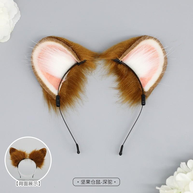 Handmade Plush Animal Ear Headband Cosplay Anime Convention Cute Squirrel Hamster Hair Accessory Unisex