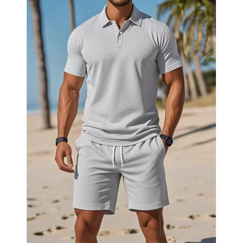 2025 Men's Slim Fit Summer Sports Short Sleeve Polo Shirt & Shorts Set