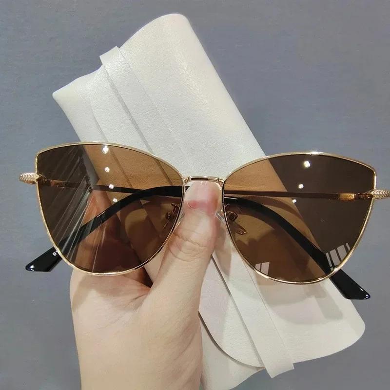 Fashion Oversized Vintage Cat Eye Sunglasses Women Trending Summer Driving Eyewear Shades Uv400 For Lady