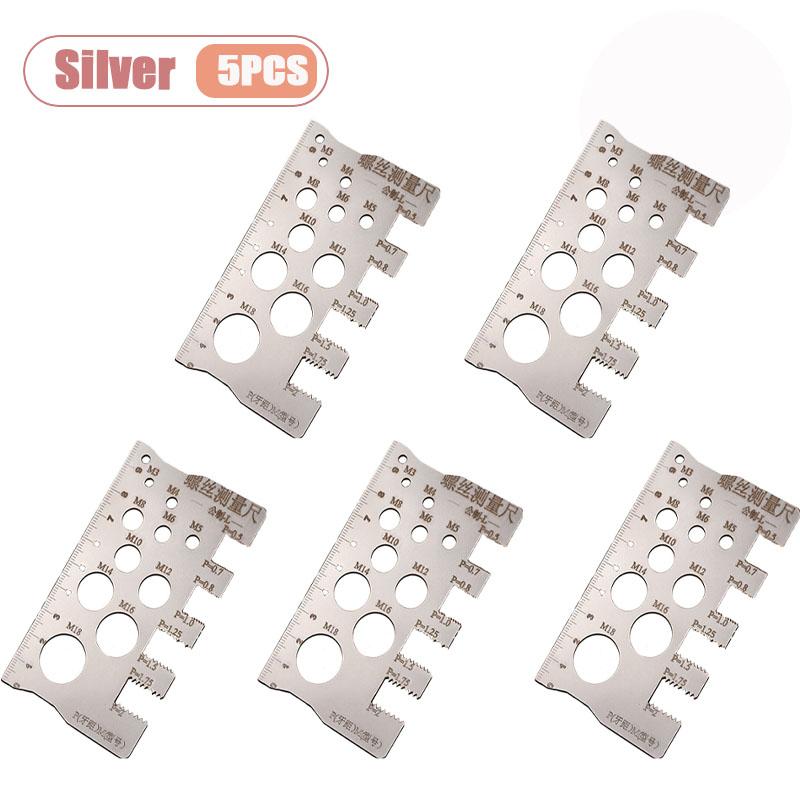 1-20PCS Stainless Steel Screw Measuring Ruler Bolt Nut Thread Checker Gauge Fastener Identifier Tool for Automotive Plumbing