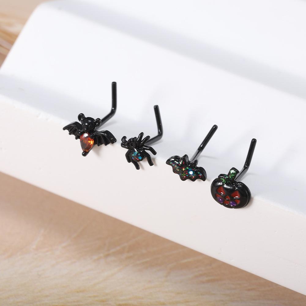 Halloween Ear Bone Studs, Stainless Steel Bat and Spider Piercing Accessories, Body Ornaments
