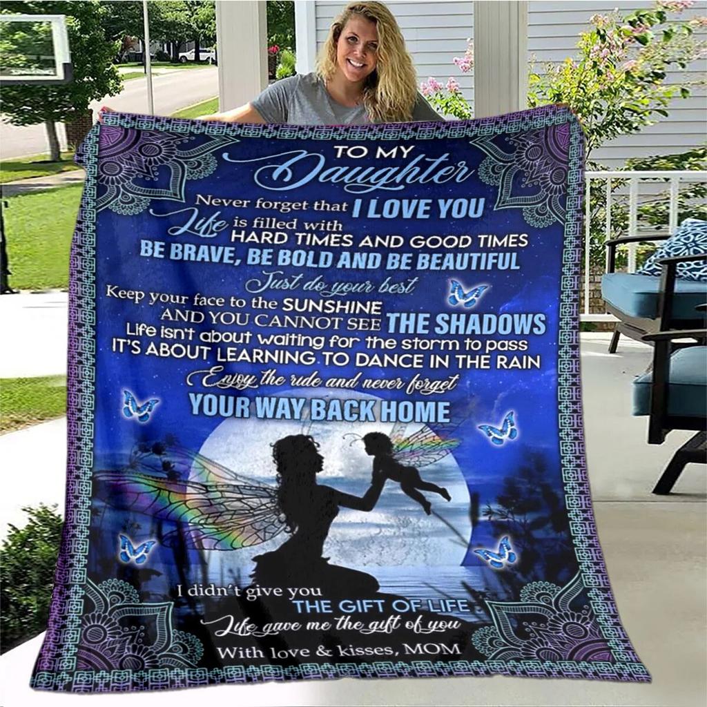 Personalisierte Sherpa-Decke für meine Tochter, bedruckt mit Löwe, Wolf und Drache, Geschenk von Mama, Papa, Sofabettdecke, weiche Picknickdecke