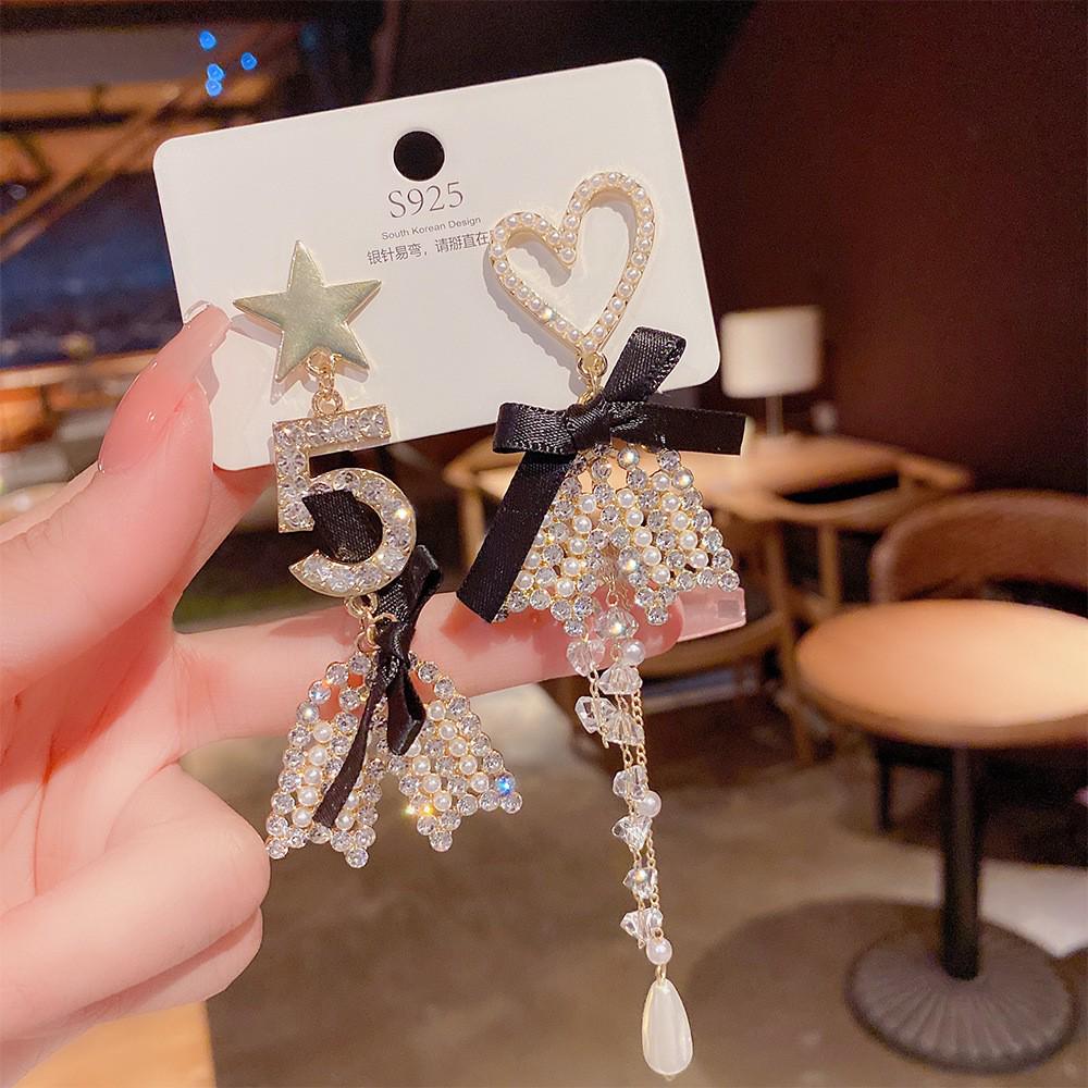 925 Silver Needle Tassel Pearl Earrings: High-End Celebrity Design for Women