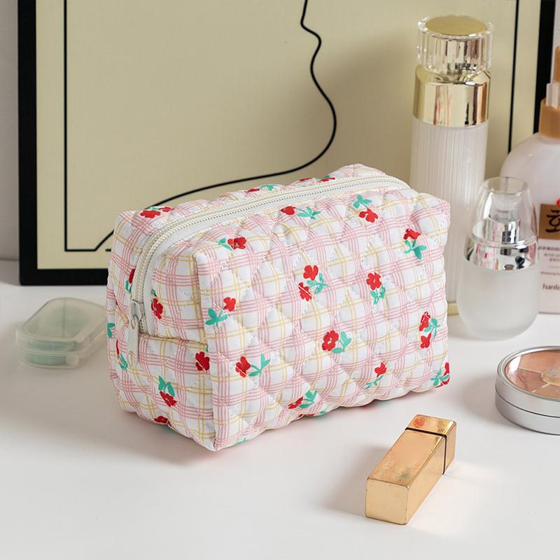 Floral Print Travel Portable Minimalist Large Capacity Soft Storage Makeup Bag
