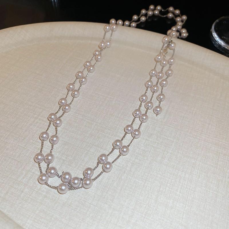 Irregular Long Pearl Necklace Versatile Sweater Chain Fashion Temperament Premium Sense Jewelry