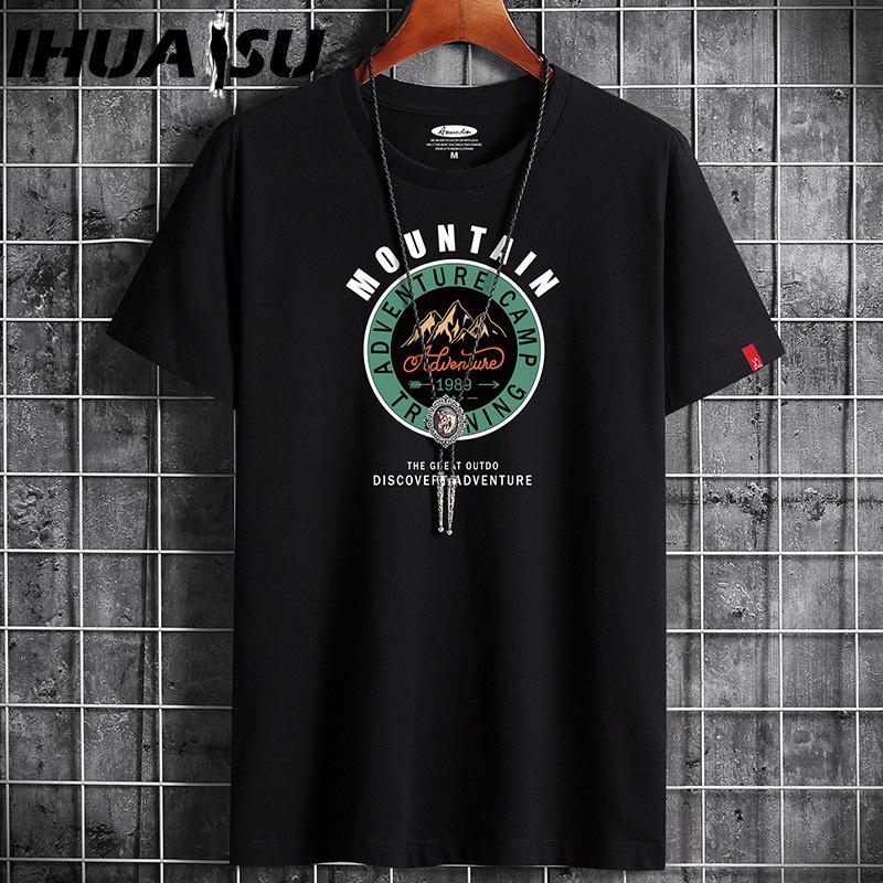 IHUASU Kurzarm-T-Shirt aus Baumwolle für Herren, modisch, lockeres Halbarmhemd, bedrucktes mitfühlendes Hemd