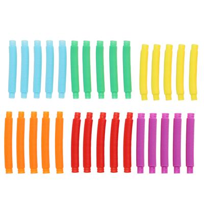 30 Stück Pop Tubes Gelb Orange Blau Lila Grün 17mm Dehnbar Biegsam Zugrohr Spielzeug