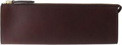 Slip-On Rio Zipper Pen Case L A-IOL-3501 – Italian Leather Pencil Case, Chocolate Brown, Luxury Stationery Holder