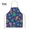 Festive Snowman Cooking Accessory Christmas Apron, Santa Claus/Elk/Gingerbread Man/Snowman Print Bib, Waterproof Non-woven Fabric Party Decoration