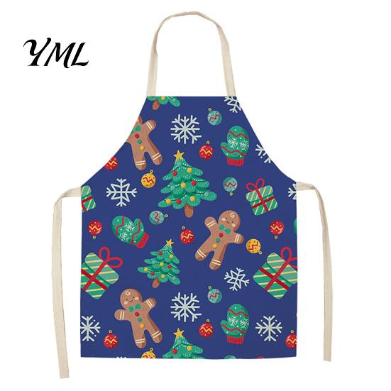 Festive Snowman Cooking Accessory Christmas Apron, Santa Claus/Elk/Gingerbread Man/Snowman Print Bib, Waterproof Non-woven Fabric Party Decoration