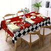 Retro Italian Chef Tablecloth, Red Background with Spaghetti & Wine Print, Scalloped Edge, Stain Resistant, for Kitchen & Dining