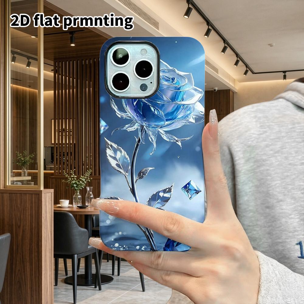 Phone Case: 2D Flat Design Suitable for iPhone 18 17 16 15 14 13 Pro Film Protective Case, Couple Style, Crystal Rose, Christmas and Halloween Gift