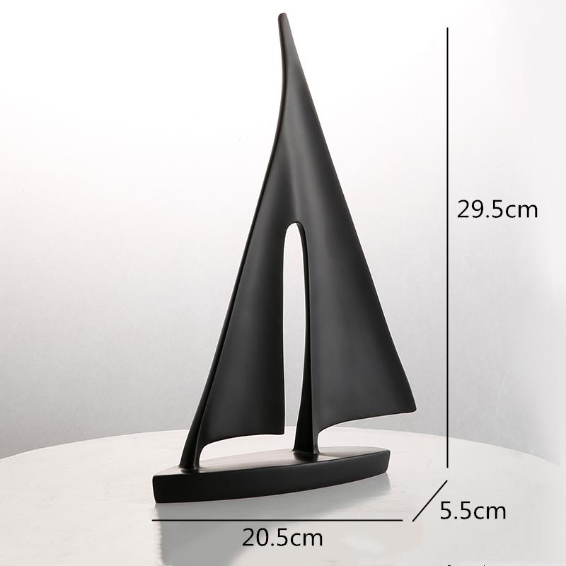 Creative Resin Crafts Ornaments Sailboat Ferry Triangle Abstract Hollow Out Golden Handicraft Furnishings Home Decoration