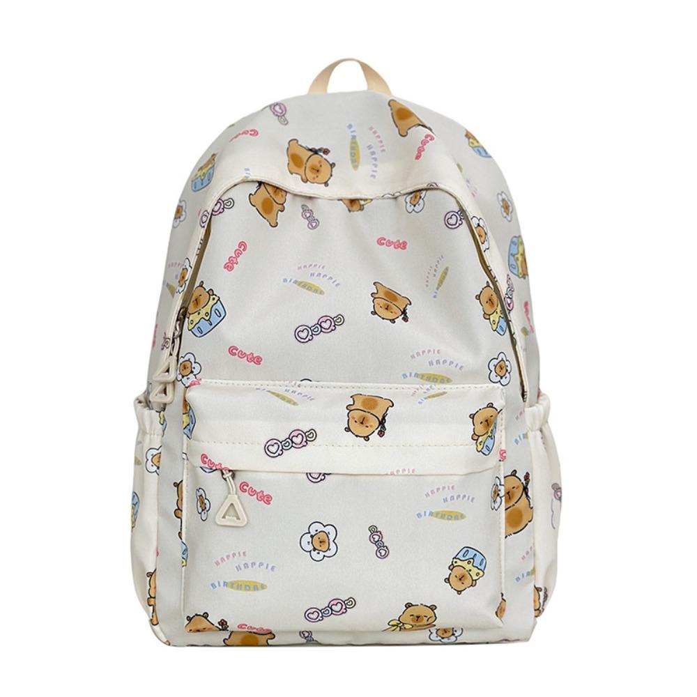 New Cartoon Capybara Backpack Elephant Nylon School Bags Large Capacity Waterproof Book Bag Teenagers