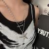 European and American new minimalist star double-layer silver starfish beaded necklace long sweet and cool Spice Girl style accessories women