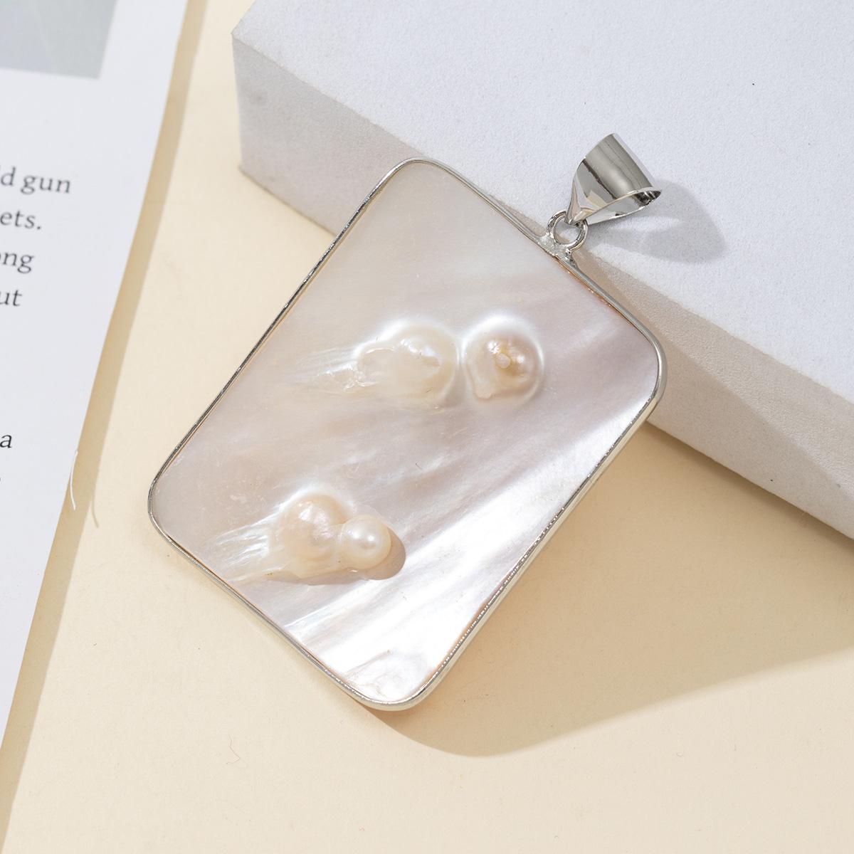 

1 шт., Элегантная прямоугольная подвеска из натуральной ракушки и цинкового сплава, Пляжные украшения ручной работы для женщин, Оптовые подарки для вечеринки по случаю дня рождения, Свадебные поделки своими руками 46×36 мм 1Pc/46x36mm