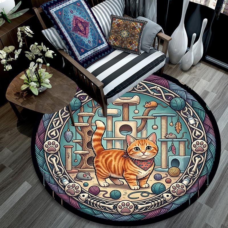 Cats Whiskers Adventure Round Area Rug Under Office Chairs Bedroom Living Room Home Decor