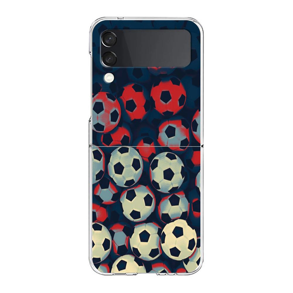 Football Sport Soccer Hard PC Phone Case For Samsung Galaxy Z Flip 4 5 6 Black Cover For Galaxy Z Flip 3 Foldable Shockproof Bag