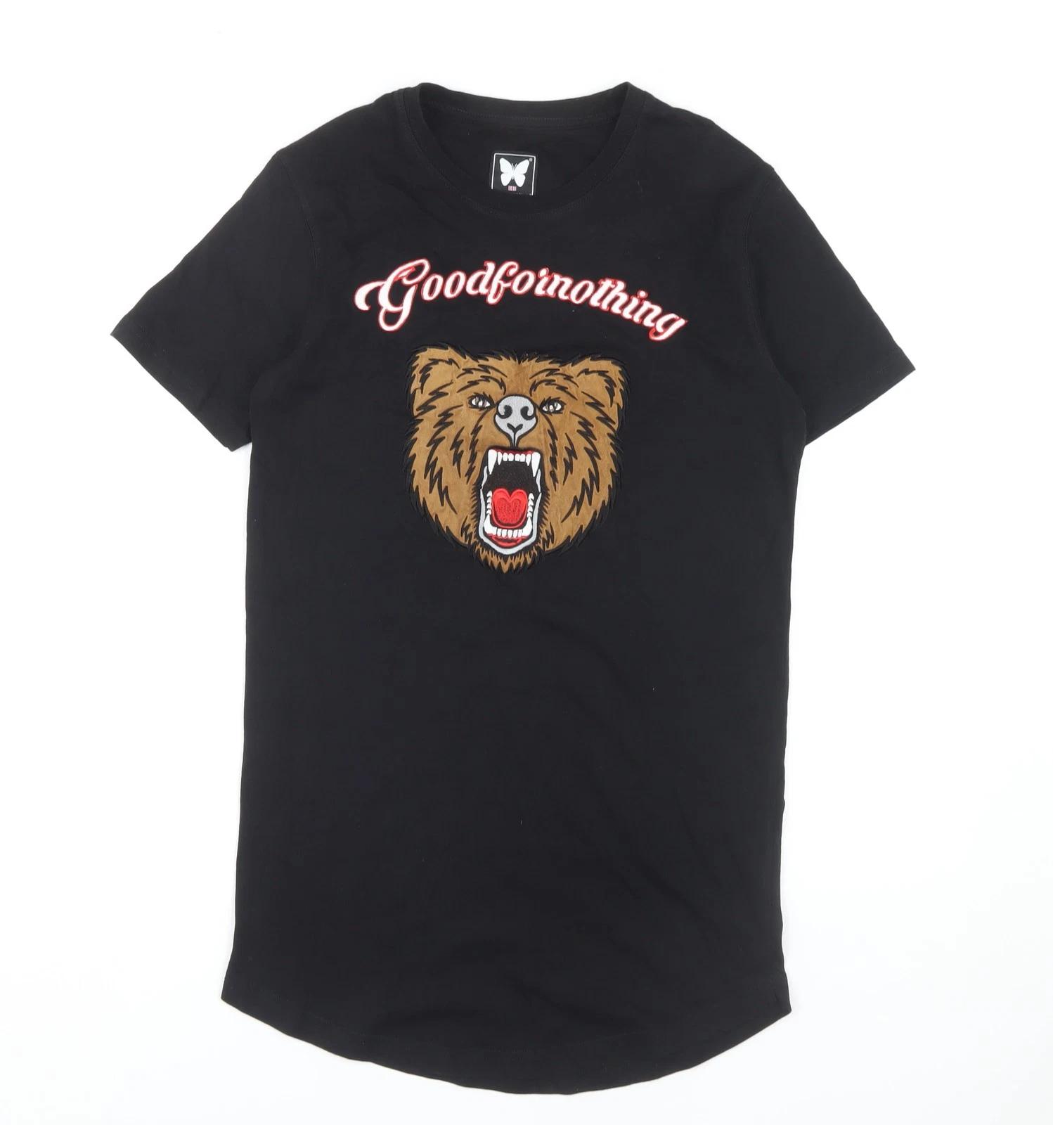 

Goodfornothing Unisex Black T-Shirt S, Embroidered S