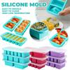 Plateau Congélateur en Silicone avec Couvercle, Moules Alimentaires Soupe, Plateau à Glaçons Large, Contenant de Rangement Cuisine Facile pour la Préparation des Repas, Congèle Stocke Bloc de Soupe, Sauces, Bouillon