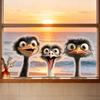 Funny Ostrich Head Window Ostriches Waterproof for Car Glass Static Decal Sticker Cartoon Door Wall Window