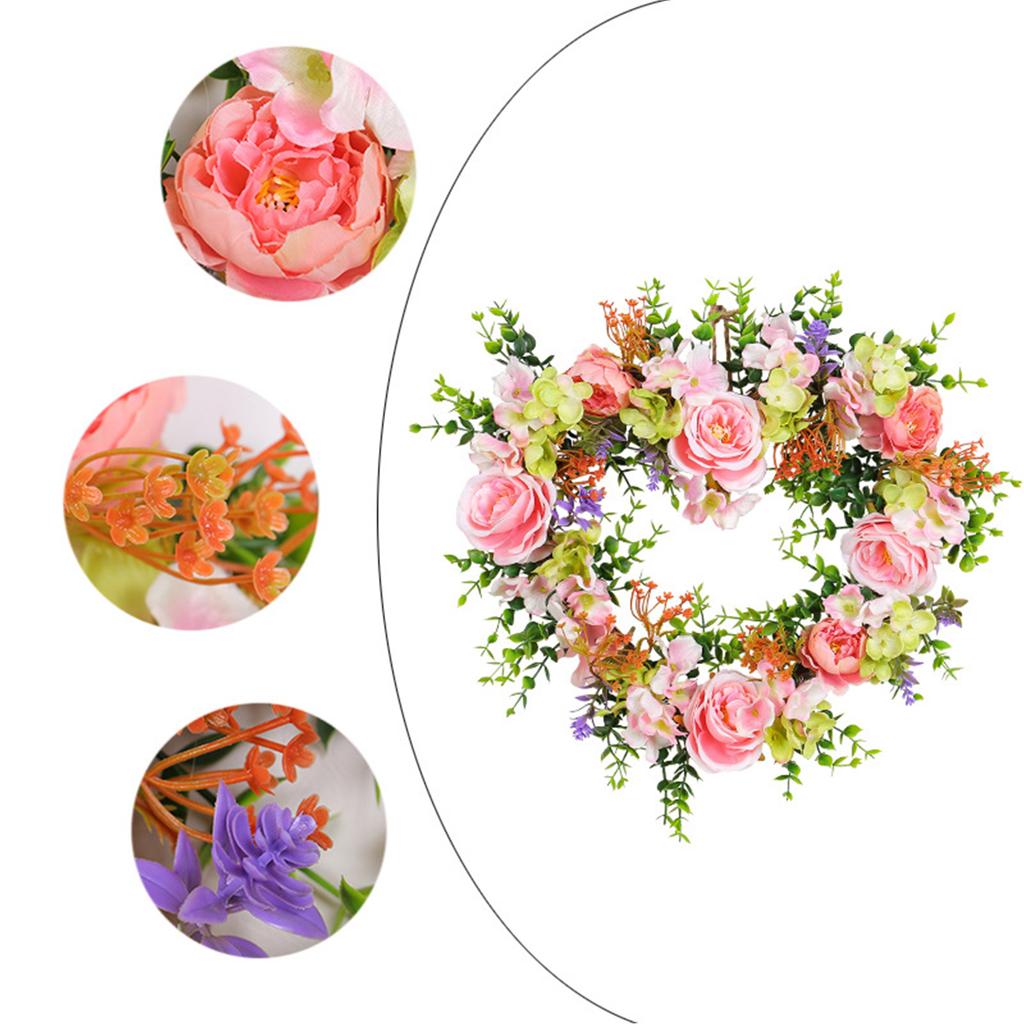 Valentine Day Love Garland Spring Summer Wreath Heart Shaped Garland Wreath Artificial Spring Wreath for Wall Wedding