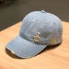 Sunshade Frayed Denim Baseball Cap Sunscreen Distressed Blue Casquette Unisex Retro Peaked Hat  Men